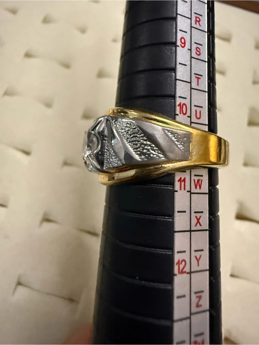 Men’s 14KTH GE Gold and Silver-Tone men’s Statement Ring Clear Center Stone 10.5